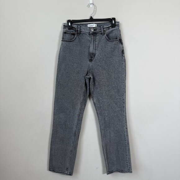 Abercrombie & Fitch Curve Love Ankle Straight High Rise Jeans Women's 4L Black - Picture 2 of 11